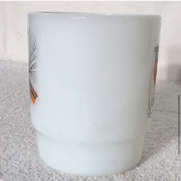 Vintage Anchor Hocking Fire King Milk Glass Baltimore Oriole Stacking Mug - Picture 7 of 14